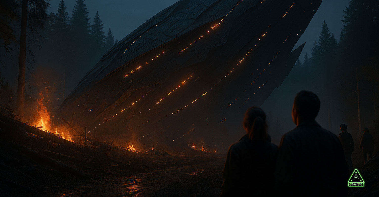Huge UFO crash in the woods.